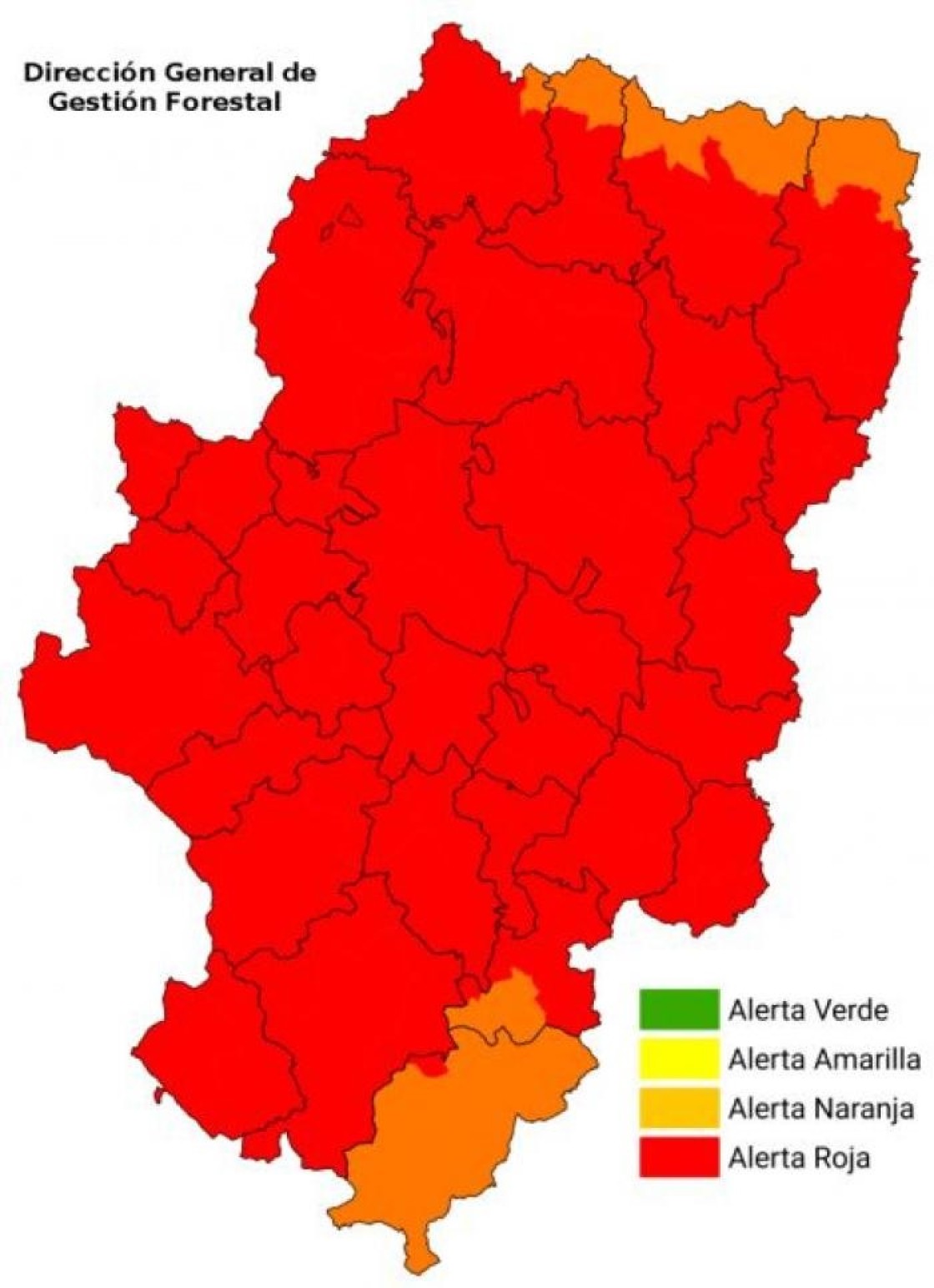 Alerta roja por peligro de incendios forestales en casi todo Aragón