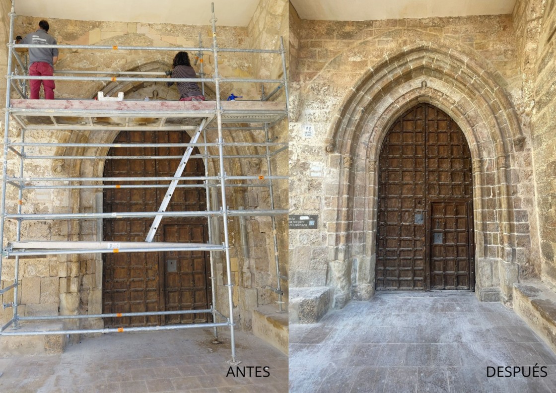 Concluye la restauración de la portada de la Virgen de la Carrasca en Bordón
