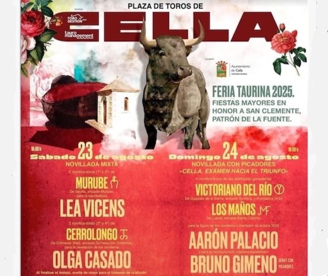 Cella celebra este fin de semana su feria de novilladas con dos nombres clave: Casado y Palacio