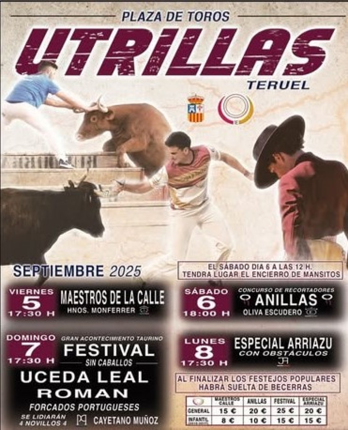 Uceda Leal y Román, un festival de renombre en la plaza de toros de Utrillas
