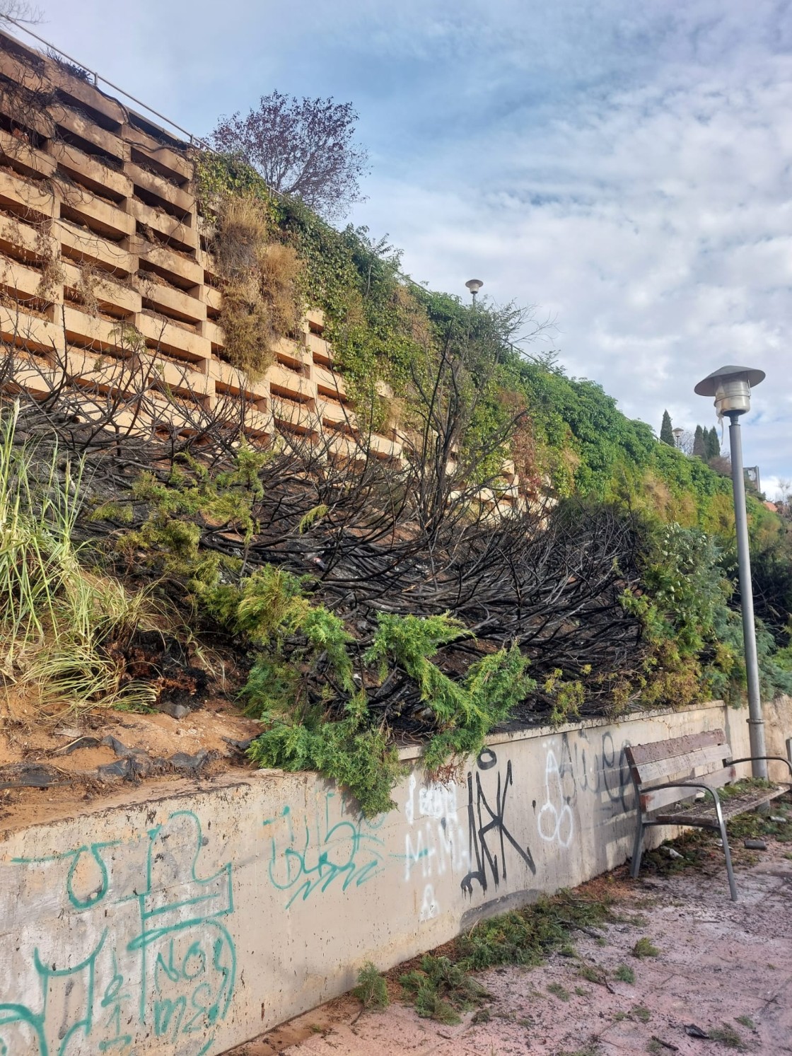 Un incendio en la ladera de la ronda destapa el problema del botellón
