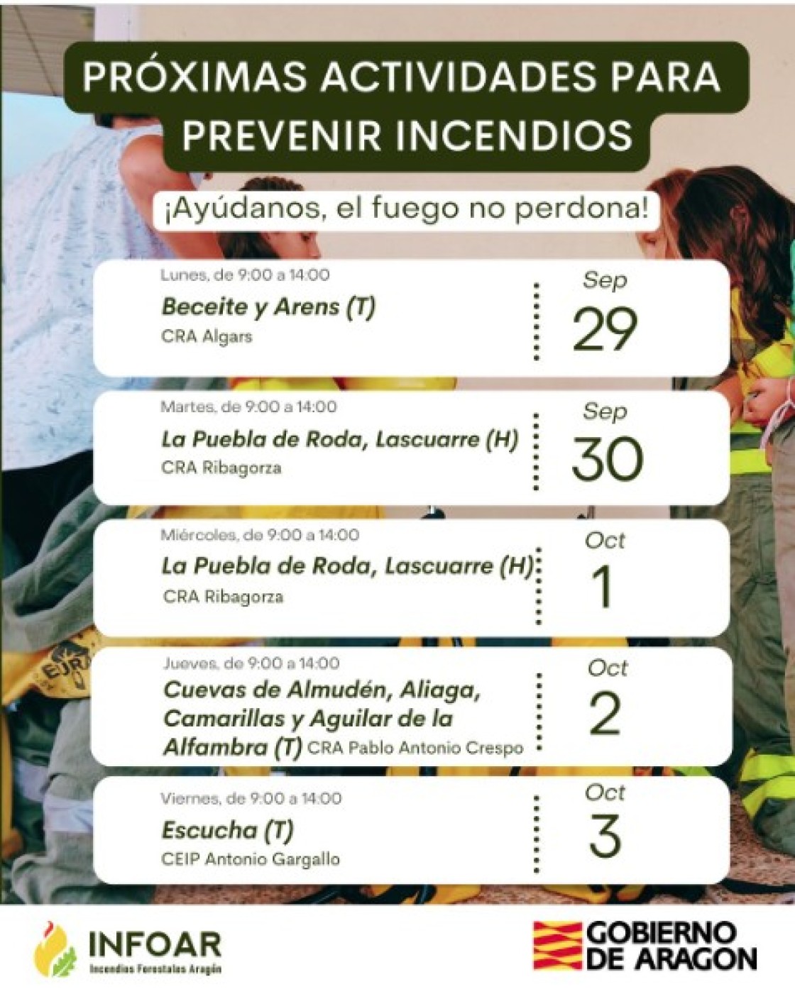 Infoar lleva la prevención de incendios a siete pueblos de Teruel
