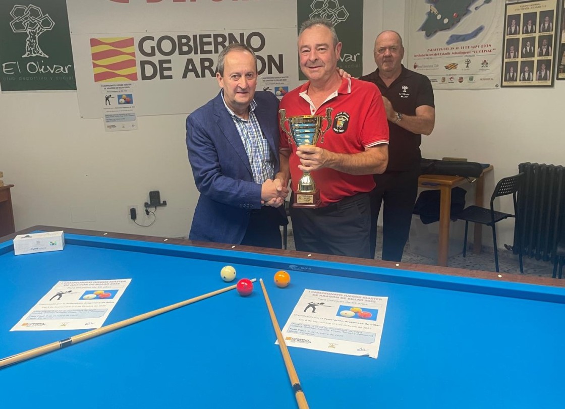 Vicente Jarque vence en los Juegos Master de Aragón de billar