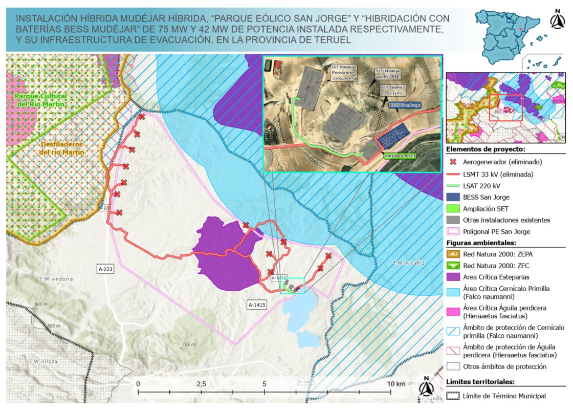 El Miteco niega la DIA a un parque eólico de Endesa próximo al ámbito del Nudo Mudéjar
