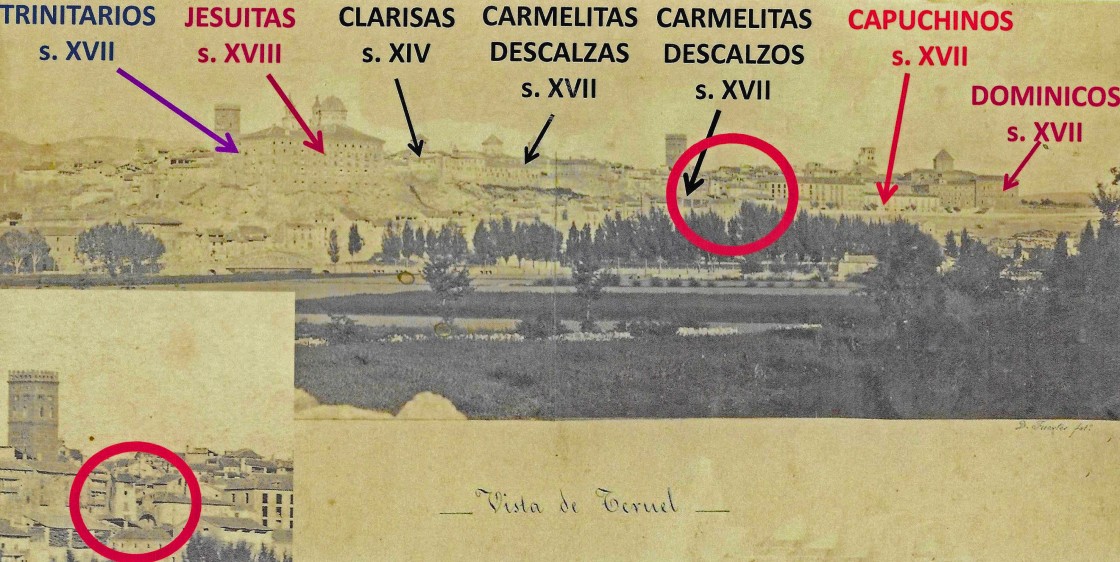 Dos fotografías del siglo XIX de la cornisa oeste de la ciudad de Teruel