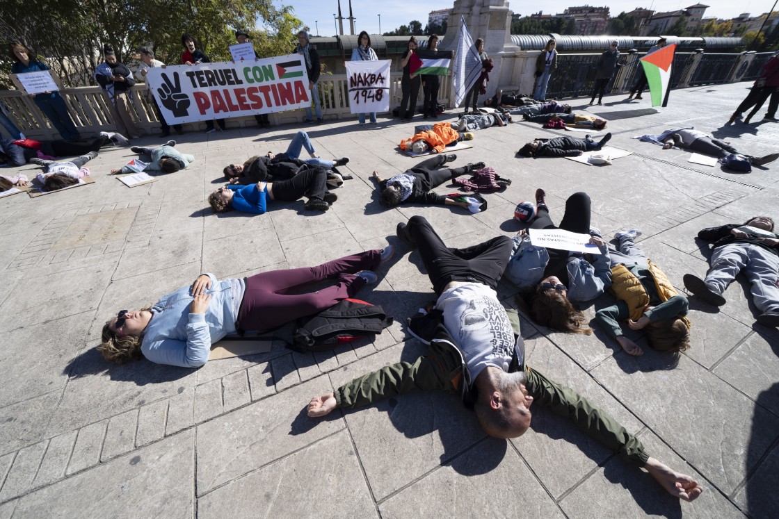 Teruel con Palestina escenifica su repulsa contra los partidos del Maccabi en Los Planos