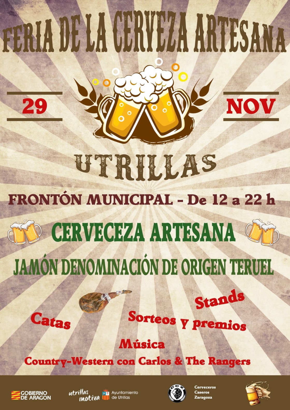 Utrillas celebra  la primera edición de la Feria de la Cerveza Artesana y el Jamón D.O. de Teruel