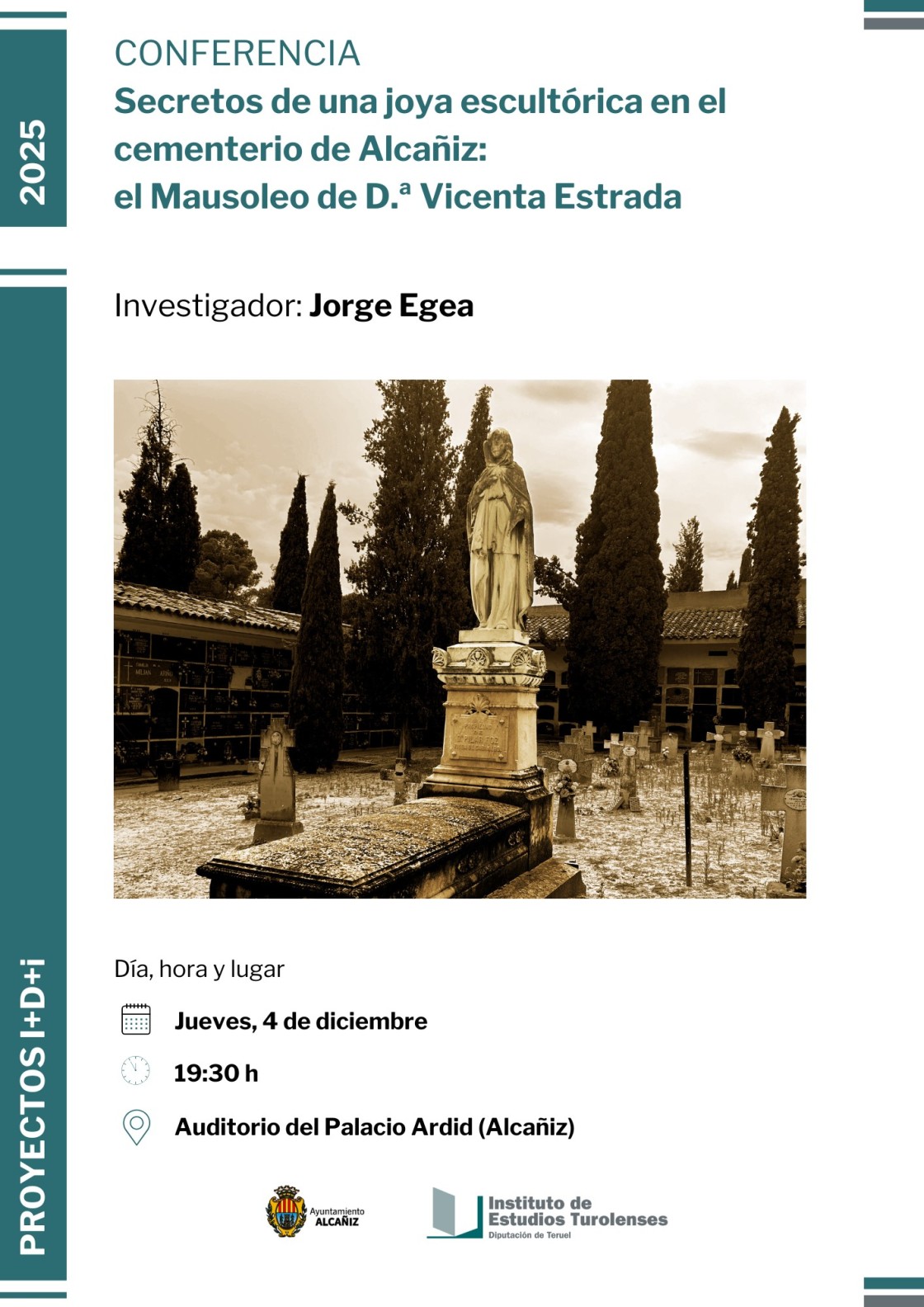 Jorge Egea desvelará datos inéditos sobre una joya escultórica del cementerio de Alcañiz