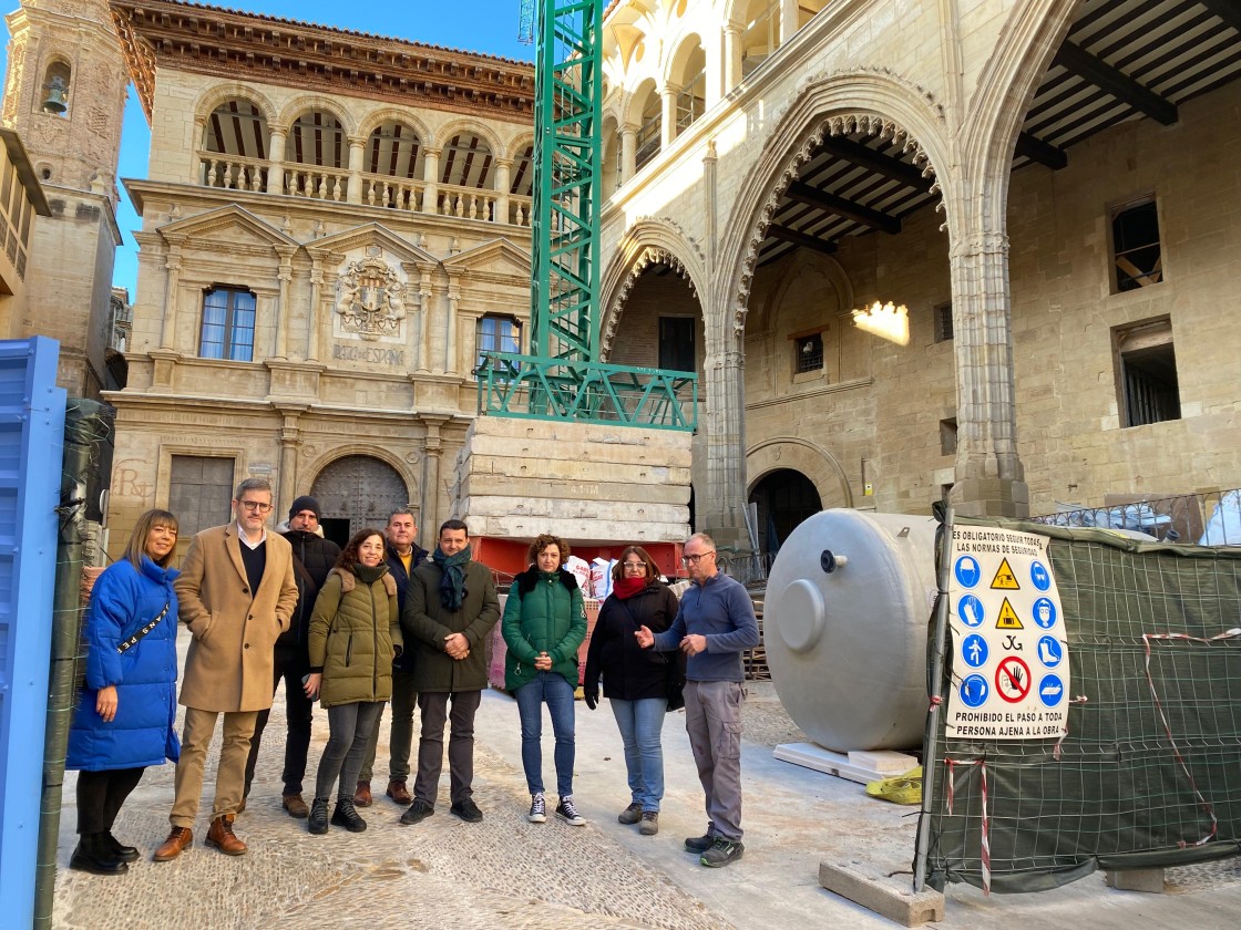 Las obras de la Lonja y Casa Consistorial de Alcañiz alcanzan  ya el 61% de la ejecución total