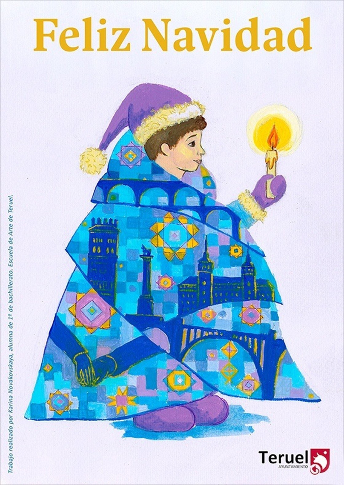 El Ayuntamiento de Teruel felicita la Navidad con una postal diseñada por una alumna de la Escuela de Arte