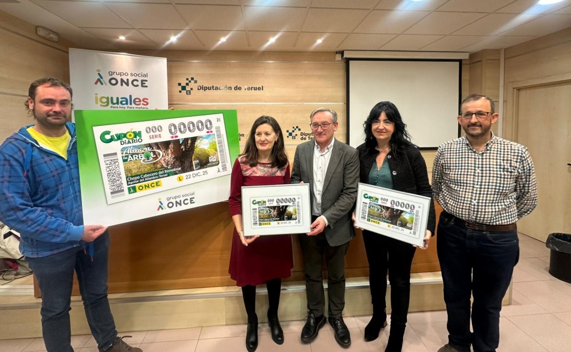 El Chopo Cabecero del Remolinar de Aguilar del Alfambra protagoniza cinco millones de cupones de la ONCE