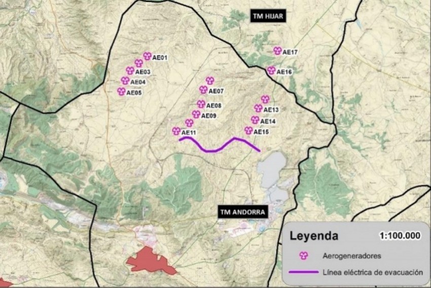 Cuatro parques eólicos en Alcañiz, Alcorisa, Híjar, Samper  y Andorra inician el trámite de consultas previas en el Ministerio