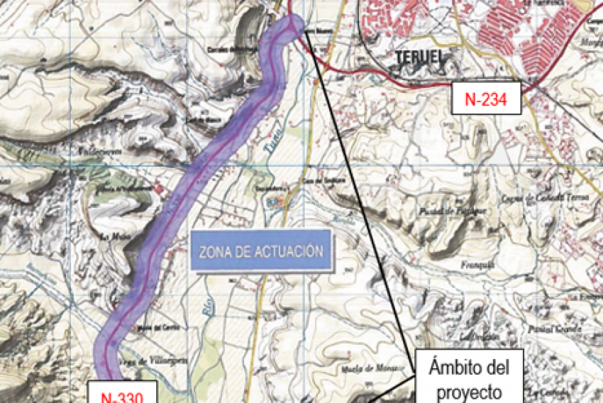 El Mitma adjudica la mejora de la conexión de la N-330 con la variante de la N-234 y de la seguridad vial entre Villastar y Teruel