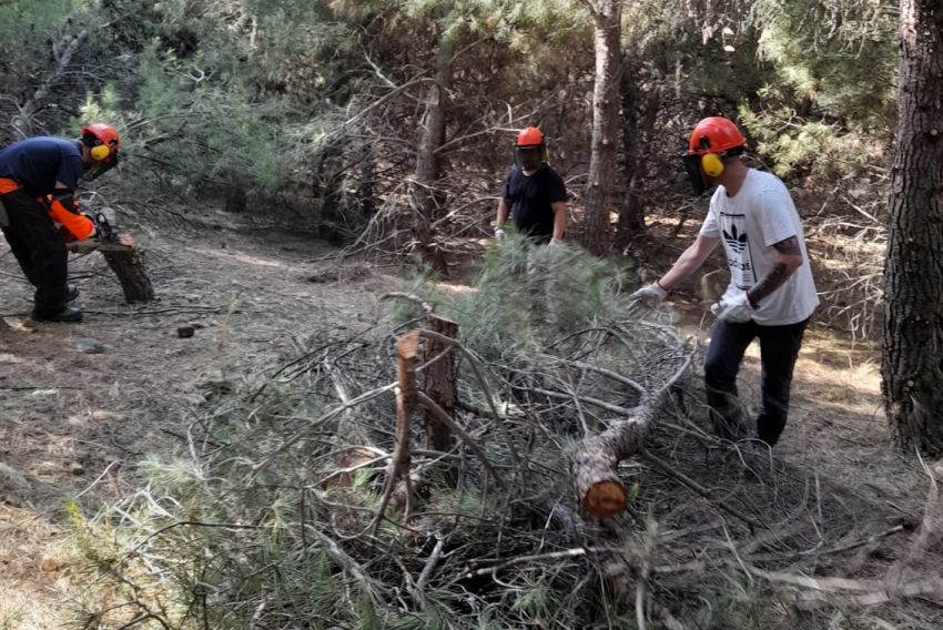 El Ayuntamiento de Andorra emplea a tres jóvenes para trabajar en la limpieza de los montes