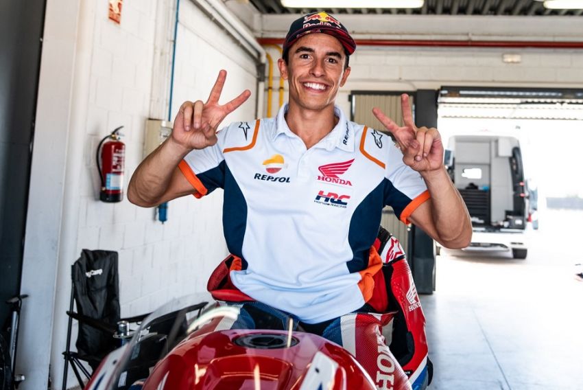 Márquez progresa en su recuperación y vuelve a subirse a una moto en MotorLand Aragón