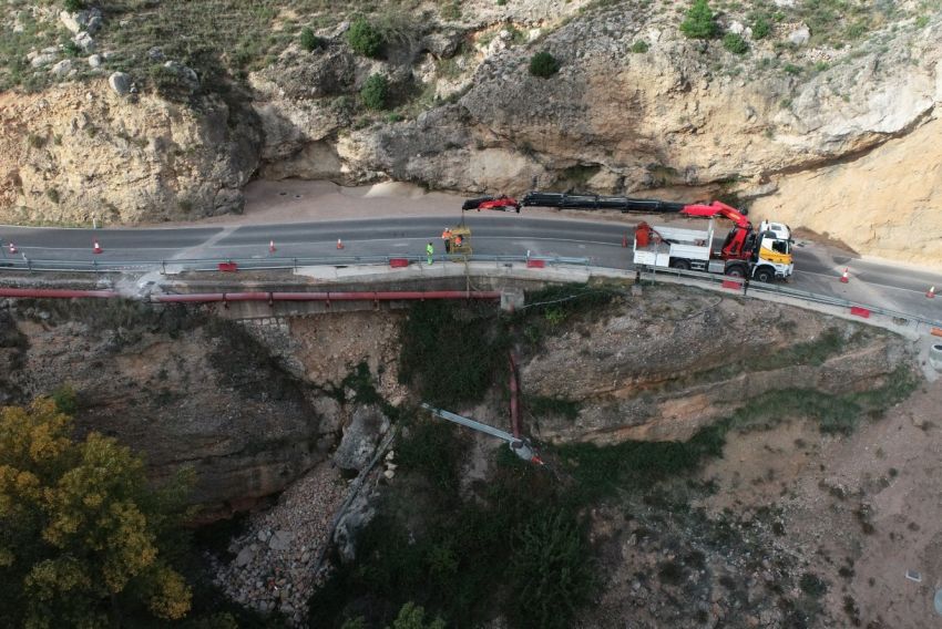 El Mitma reabre la carretera N-420 en Utrillas después de finalizar los trabajos de reparación de un muro de contención