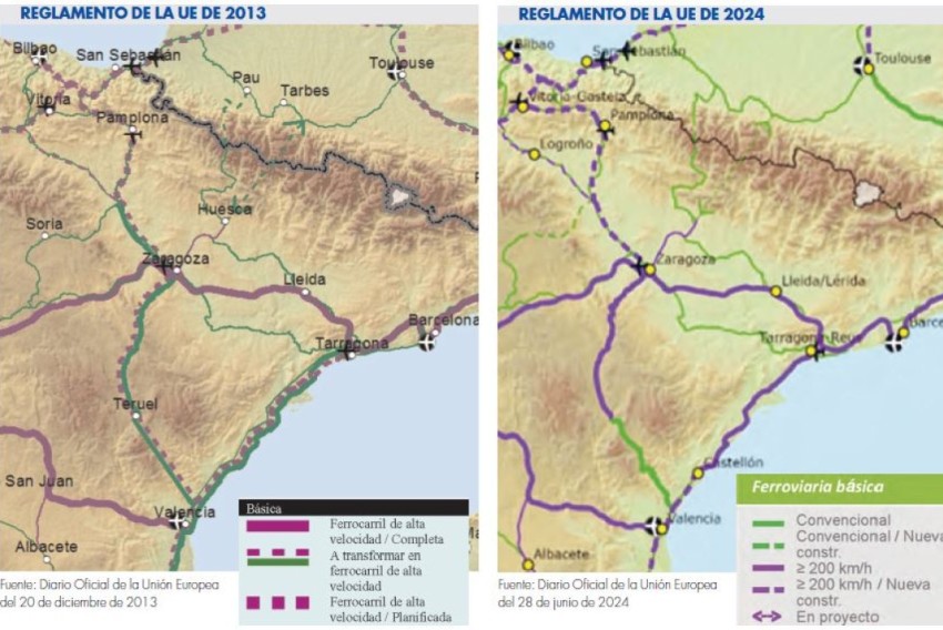 La línea entre Teruel y Sagunto pasa a figurar como convencional en los mapas de la UE