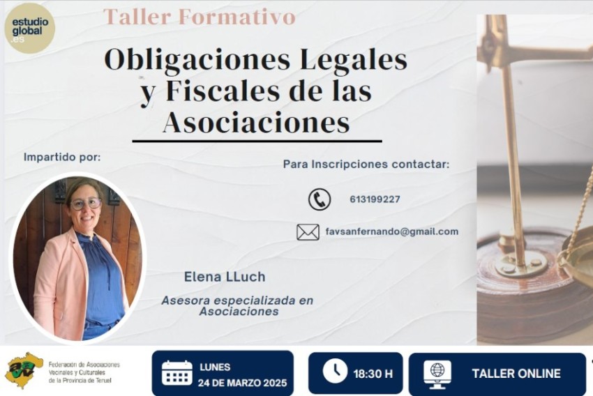 La Federación de Vecinos de Teruel organiza un taller sobre obligaciones legales y fiscales de las asociaciones