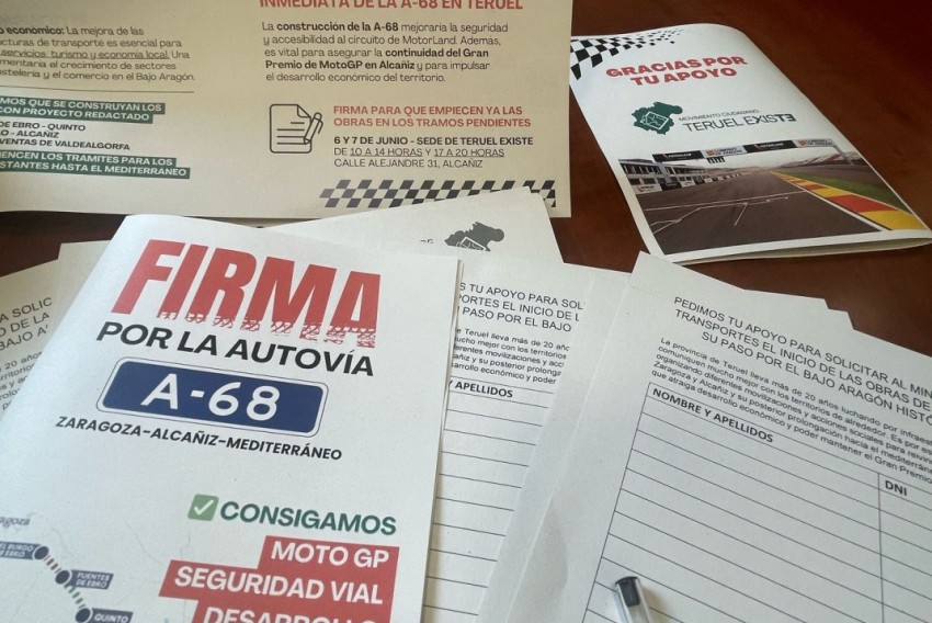 Teruel Existe recogerá firmas a favor de la prolongación de la A-68 este viernes y sábado en Alcañiz