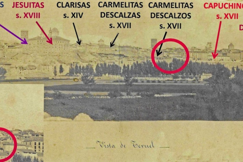 Dos fotografías del siglo XIX de la  cornisa oeste de la ciudad de Teruel
