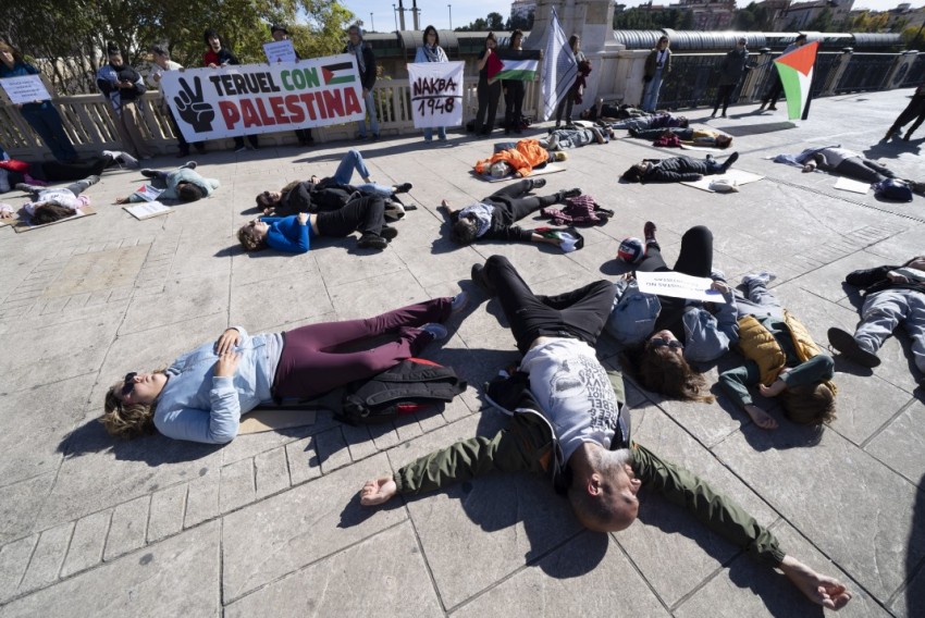 Teruel con Palestina escenifica su repulsa contra los partidos del Maccabi en Los Planos