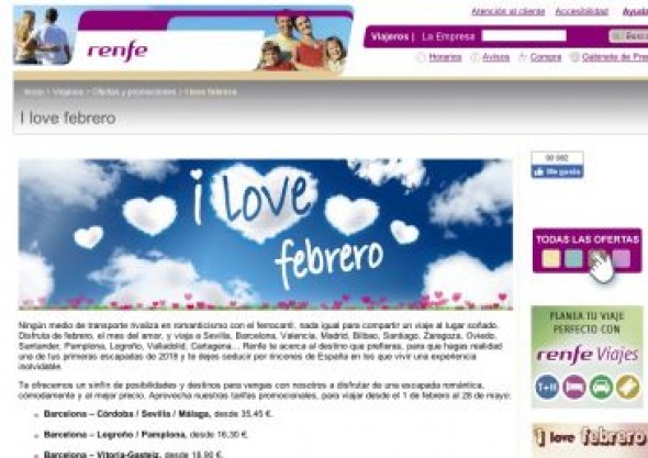 Teruel se queda fuera de la campaña de Renfe I love febrero