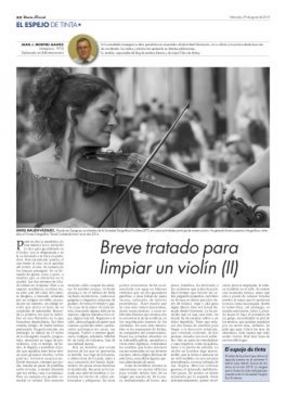 El Espejo de Tinta, los relatos del verano de DIARIO DE TERUEL. Breve tratado para limpiar un violín (II), de Juan Montiel Gálvez