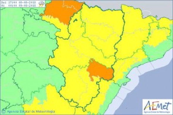 La Aemet aumenta a nivel naranja el aviso por lluvias y tormentas en el Bajo Aragón, donde ya ha caído granizo