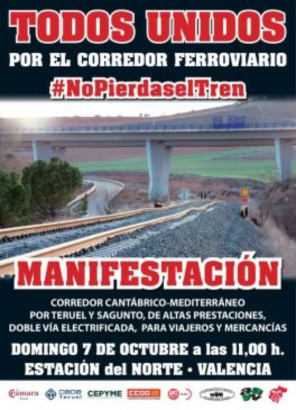 La marcha por el tren del 7 de octubre comenzará en la Estación del Norte de Valencia a las 11:00 horas