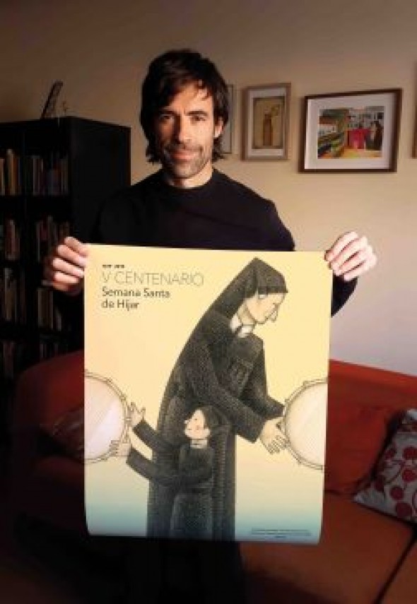 Alberto Gamón, autor del cartel de la Semana Santa de Híjar; “Mi cartel plasma esa conexión entre abuelos y nietos a través del tambor”