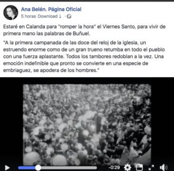 Ana Belén estará el viernes en Calanda para romper la hora