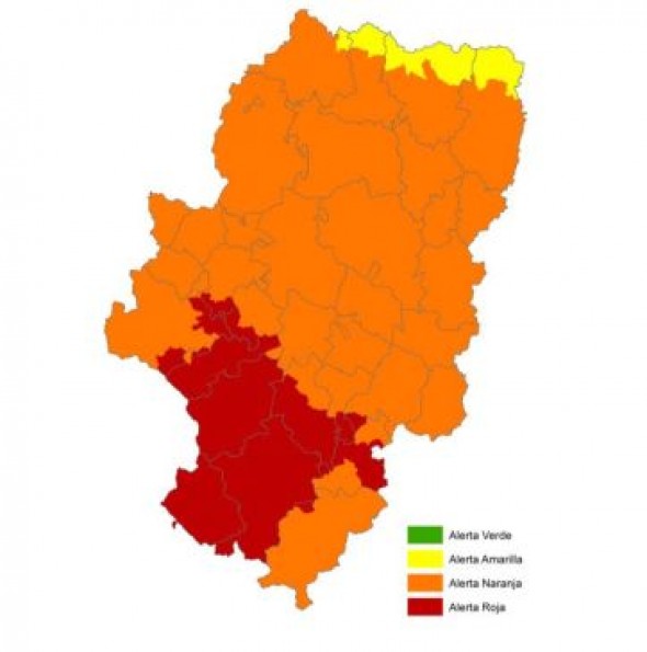 Alerta roja de peligro de incendios forestales en Jiloca-Gallocanta, Maestrazgo, Montes Universales, Rodeno, Sierras Ibéricas Centrales y Turia