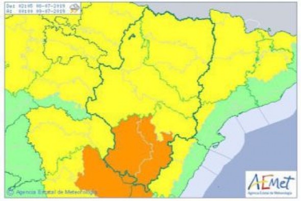 Alerta naranja por tormentas en varias comarcas de Teruel