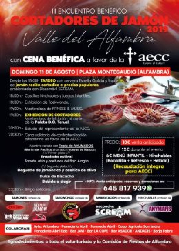 Alfambra acoge el domingo el tercer encuentro solidario de corte de jamón, que reunirá a ocho cortadores expertos