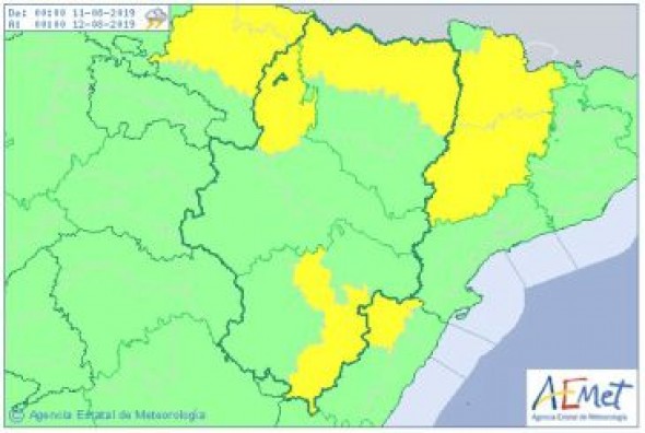 Aviso amarillo por tormentas para este domingo en Gúdar y Maestrazgo