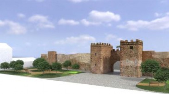 Manzanera restaura las torres del portal  de
Abajo y la muralla para hacerlas visitables