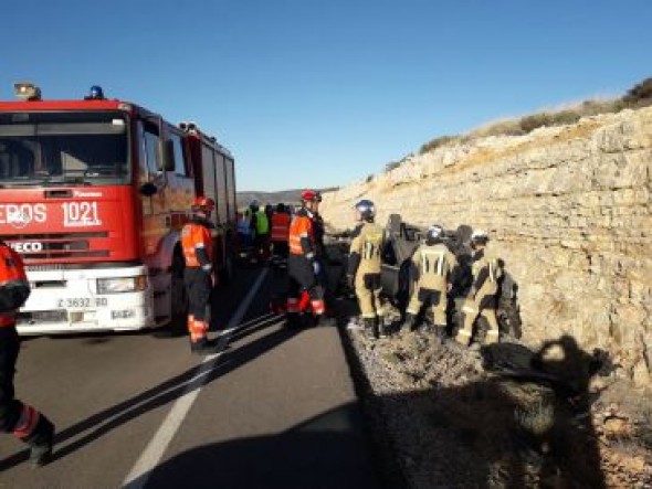 Un herido grave en un accidente de tráfico en  la A-222 cerca del municipio de Muniesa