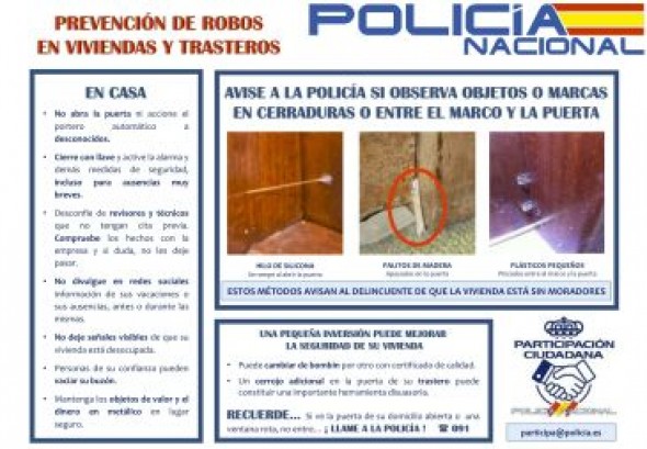 La Policía Nacional lanza una Campaña de Prevención de Robos en viviendas y trasteros