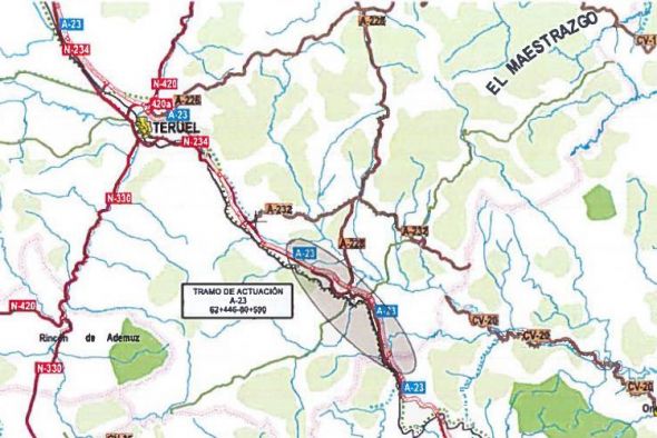 El Mitma adjudica las obras de rehabilitación del firme de la A-23 entre el límite Teruel con Castellón y Sarrión