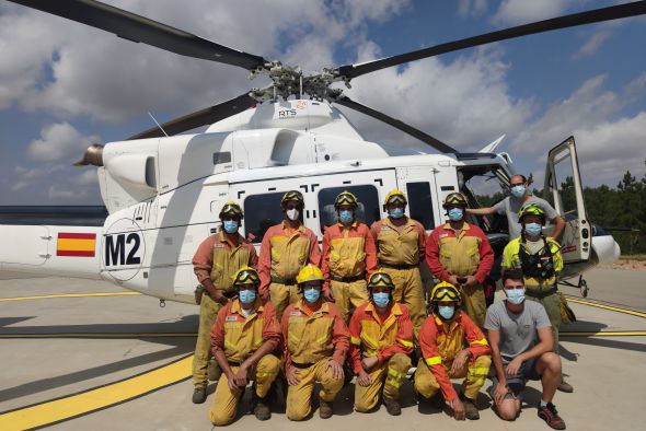 Casi tres décadas de lucha contra los incendios: la cuadrilla helitransportada número 23 de Teruel se creó en 1994 con cinco efectivos y ahora tiene 22