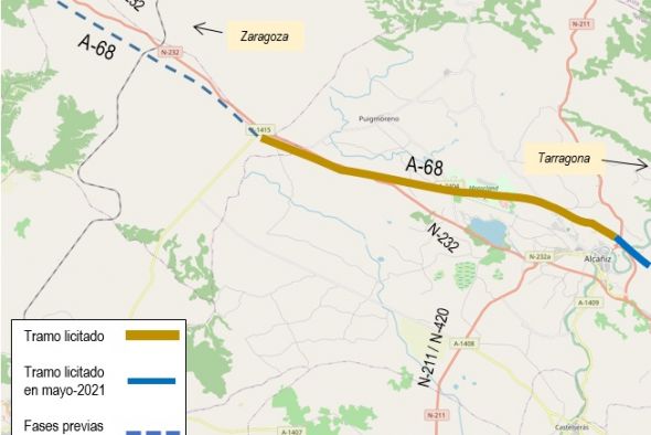 El Mitma formaliza un contrato para redactar el proyecto del tramo de la A-68 entre Alcañiz y El Regallo