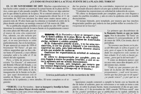 El periodista turolense Mariano J. Esteban localizó en 2009 la fecha de la fuente del Torico