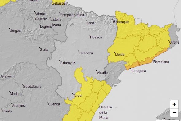 Aviso amarillo por lluvias y tormentas en Gúdar y Maestrazgo