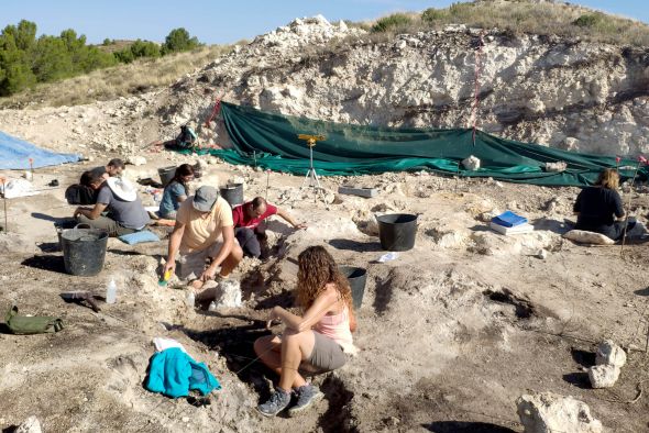 Fósiles de jirafas, hienas, caballos, gacelas y antílopes afloran en la actual campaña de excavación del yacimiento La Gloria 4 de Teruel