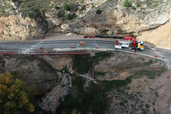 La reparación de un muro de contención en la N-420 en Utrillas obligarán a cortar el tráfico desde este lunes