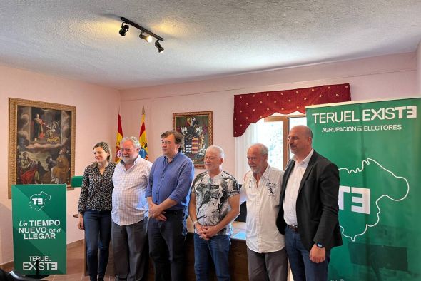 Carlos Pardo, Mariano Candial y Joaquín Romeo, candidatos de Teruel Existe en Alcaine