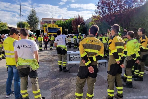 El Infoar desarrolla en Calamocha un simulacro de incendio forestal de alta complejidad