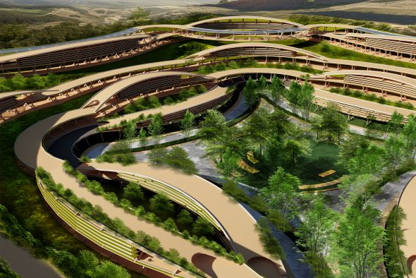 Una arquitecta propone transformar una mina de Estercuel en un refugio climático en el año 2050