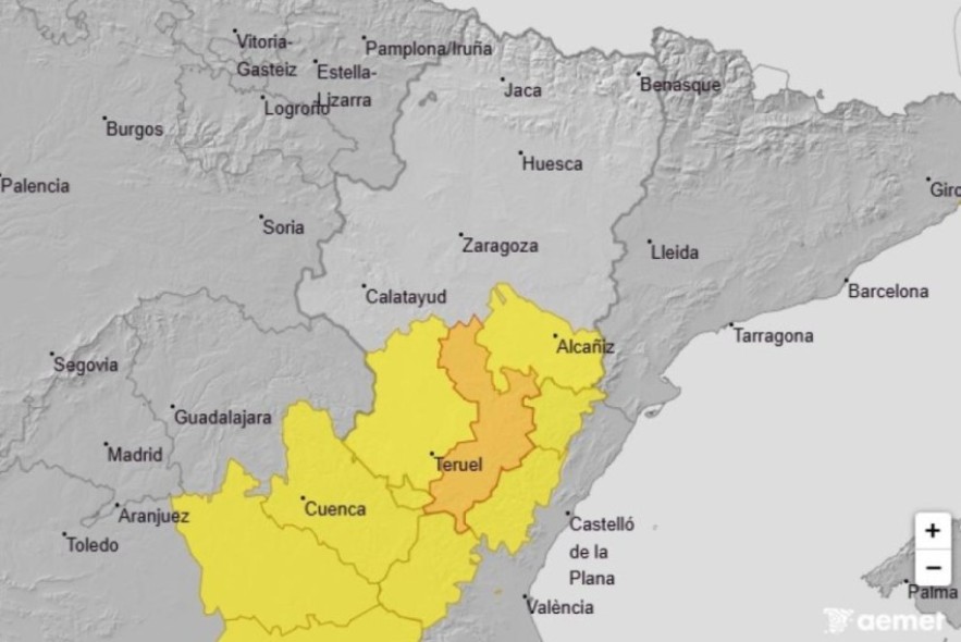 La provincia de Teruel en alerta por lluvias y tormentas