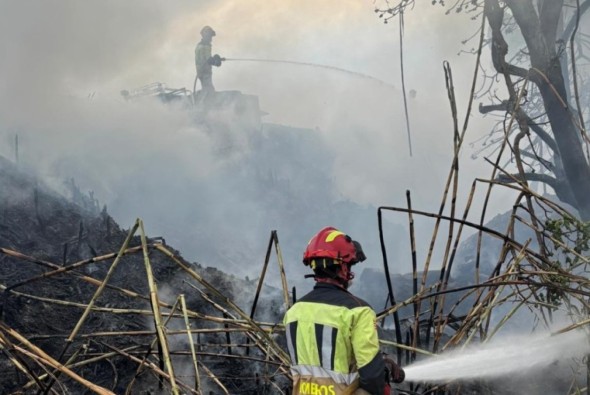 Controlado un incendio  de cañas junto al nuevo hospital de Alcañiz